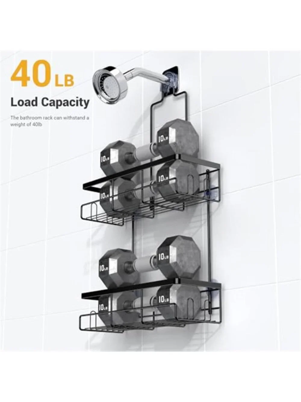 Hanging Shower Caddy Over Shower Head 2 Tier Stainless Steel Bathroom Organizer